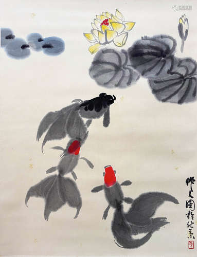 A CHINESE HANGING SCROLL PAINTING WU ZUOREN MARK