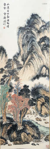 A CHINESE LANDSCAPE HANGING SCROLL PAINTING FUYIN MARK