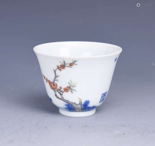 A PLUM BLOSSOM PORCELAIN CUP