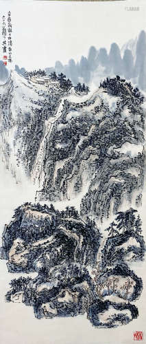A CHINESE LANDSCAPE HANGING SCROLL PAINTING LAI SHAOQI MARK