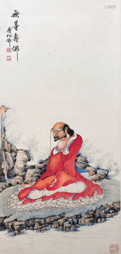 A CHINESE FIGURE HANGING SCROLL PAINTING QIAN HUAFO MARK