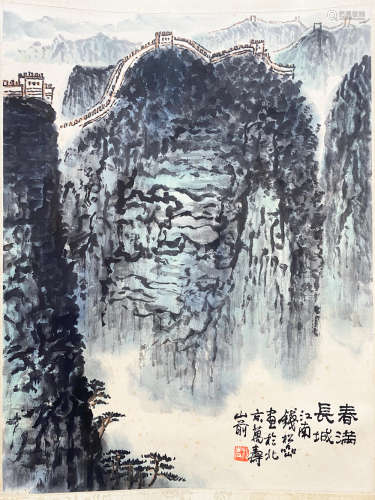 A CHINESE LANDSCAPE HANGING SCROLL PAINTING QIAN SONGYAN MARK
