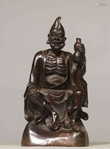 CHINESE CARVED ZITAN STATUE ORNAMENT