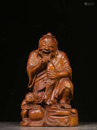 CHINESE CARVED WOOD STATUE ORNAMENT