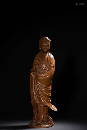 CHINESE CARVED WOOD GUANYIN