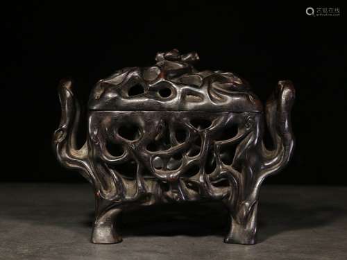 CHINESE CARVED ZITAN CENSER