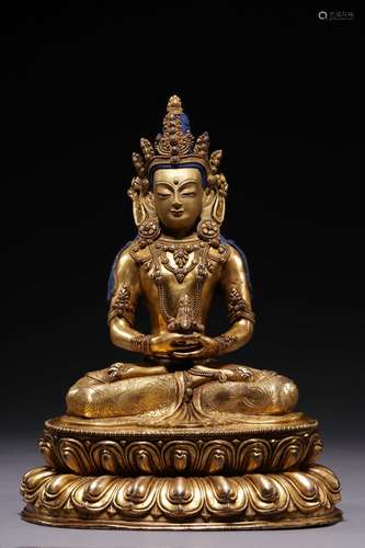 CHINESE GILT BRONZE BUDDHA