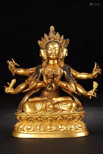 CHINESE GILT BRONZE BUDDHA