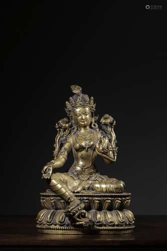 CHINESE GILT BRONZE BUDDHA