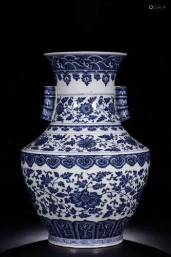 CHINESE  BLUE & WHITE VASE, QIANLONG MARK