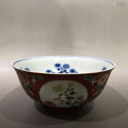 CHINESE BLUE & WHITE FAMILLE ROSE BOWL