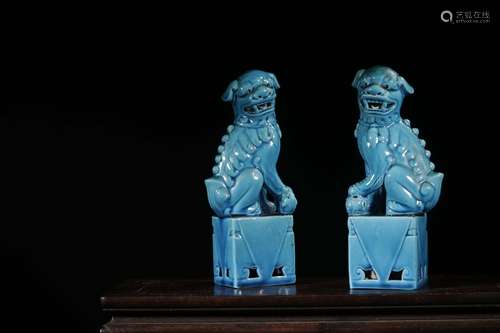 CHINESE BLUE GLAZED ORNAMENTS