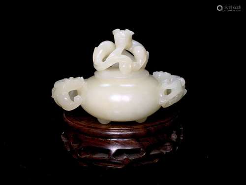 CHINESE  HETIAN WHITE JADE CENSER