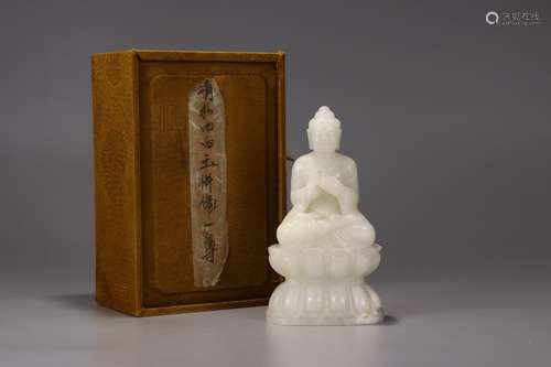 CHINESE HETIAN WHITE JADE BUDDHA