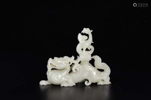 CHINESE HETIAN JADE DRAGON ORNAMENT