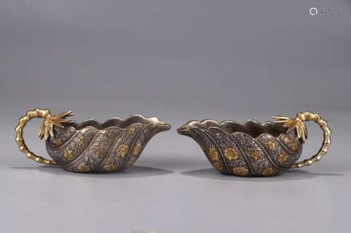 CHINESE SILVER GILT CUP SET