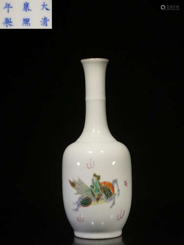 CHINESE FAMILLE ROSE VASE, KANGXI MARK