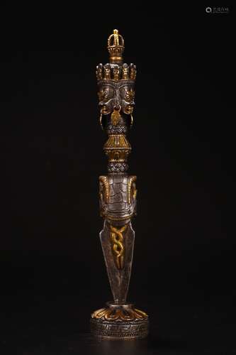 CHINESE GILT BRONZE SCEPTRE