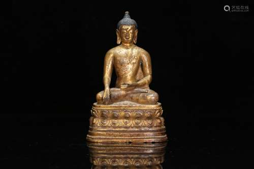 CHINESE GILT BRONZE BUDDHA