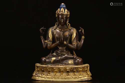 CHINESE GILT BRONZE BUDDHA