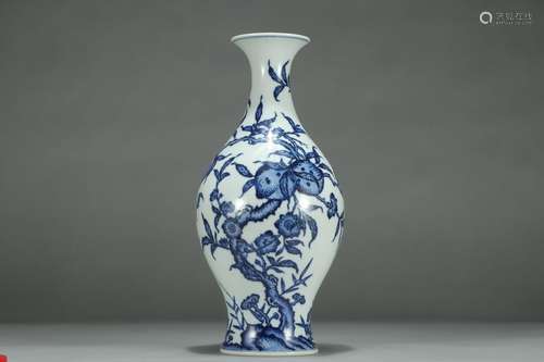 CHINESE BLUE & WHITE VASE, YONGZHENG MARK