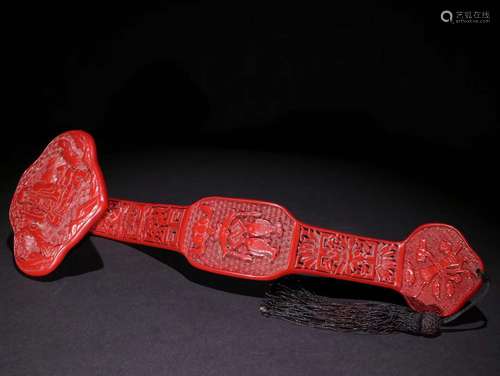 A Red Lacquerware Ruyi Ornament