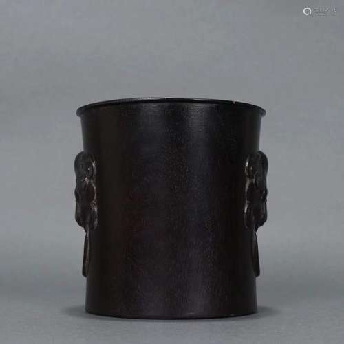 A Rosewood Brush Pot