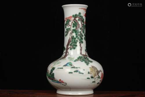 A Porcelain Gucai Floral&Bird Painting Flask