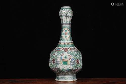 A Porcelain Gucai Garlic Vase