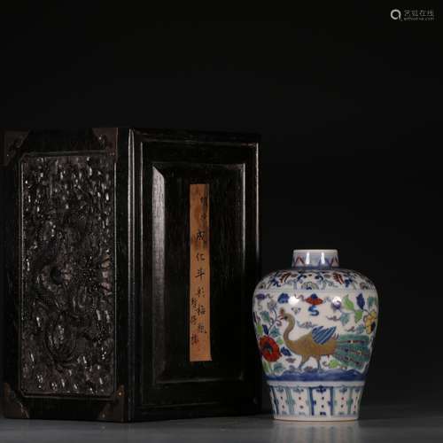 A Porcelain Doucai Floral&Bird Painting Plum Bottle