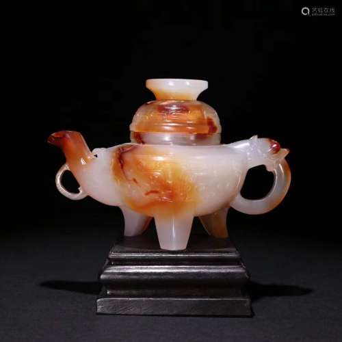 An Agate Beast Carved Teapot