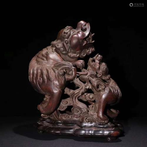 An Agarwood Beast Carved Incense Ornament