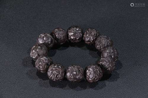 An Agarwood Beast Carved Bracelet