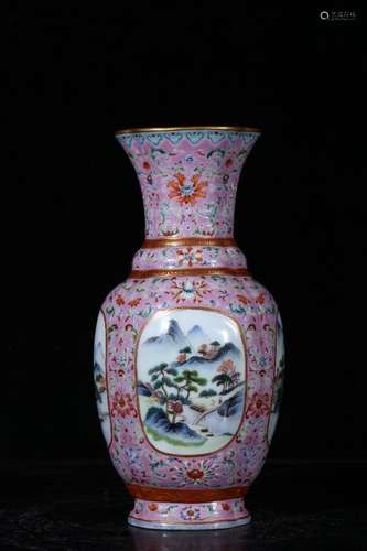 A Porcelain Enameled Landscape Pattern Vase