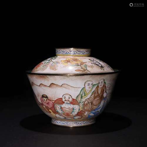 A Cloisonne Arhat Painted Bowls