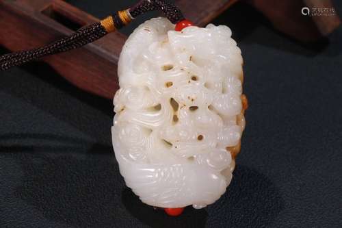 A Hetian Jade Sachet With Dragon Carving