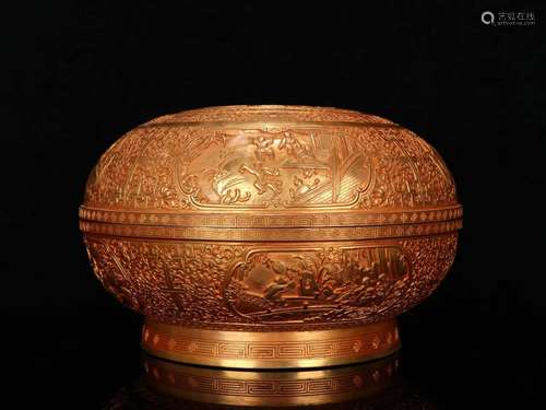 A Gilt Bronze Box With Painting