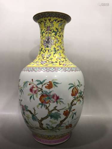 A Porcelain Famille Rose Floral Pattern Vase