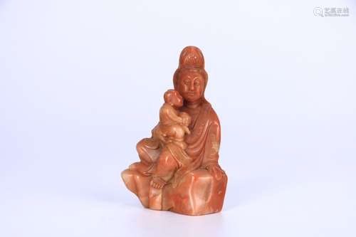 A Shoushan Stone Guanyin Ornament