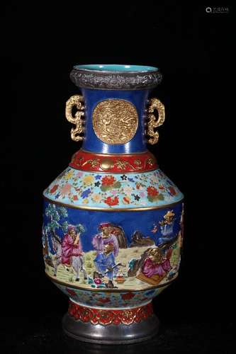 A Gilding Enameled Ear Vase