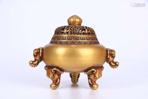 A Gilt Bronze 3-Leg Censer