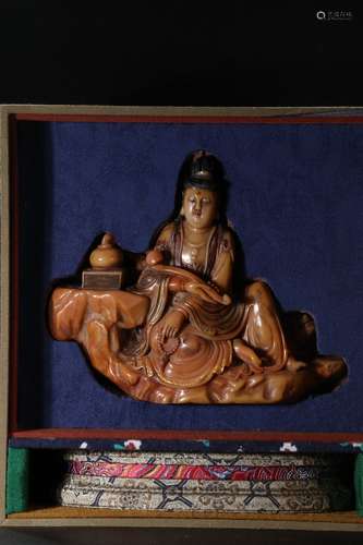 A Tianhuang Stone Guanyin Story Carved Ornament