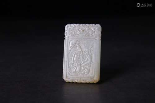 A Hetian Jade Story Carved Pendant