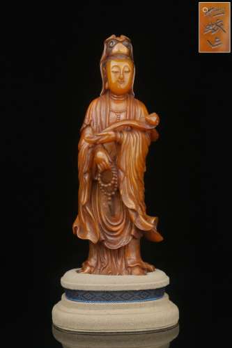 A Tianhuang Stone Guanyin Ornament With Mark