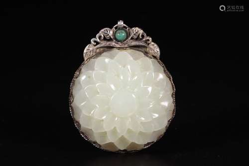 A Hetian Jade Pendant With Silver