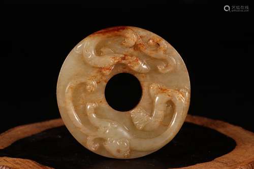 A Hetian Jade Pendant With Dragon&Bird Pattern