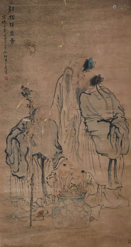 A CHINESE FIGURE PAINTING FEI DANXU MARK