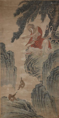 A CHINESE ARHAT PAINTING WU BIN MARK