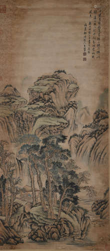 A CHINESE LANDSCAPE PAINTING WANG HUI MARK