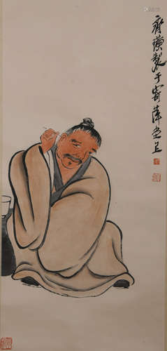 A CHINESE FIGURE PAINTING QI BAISHI MARK